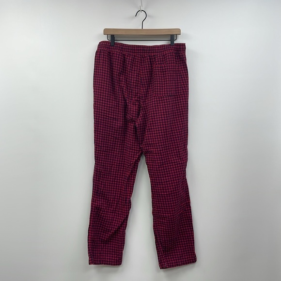 Men's J. Crew Flannel Plaid Elastic Waist Bootcut Pajama Pants Lounge Red Medium - Picture 4 of 7